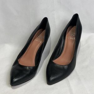 Vince Camuto Vicky Women's Size 6.5 Black Leather Kitten Heel Pump Shoes